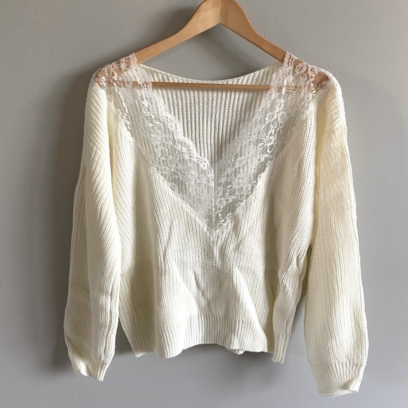 Lace Balloon Sleeve Boho Sweater - Picture 2 of 6